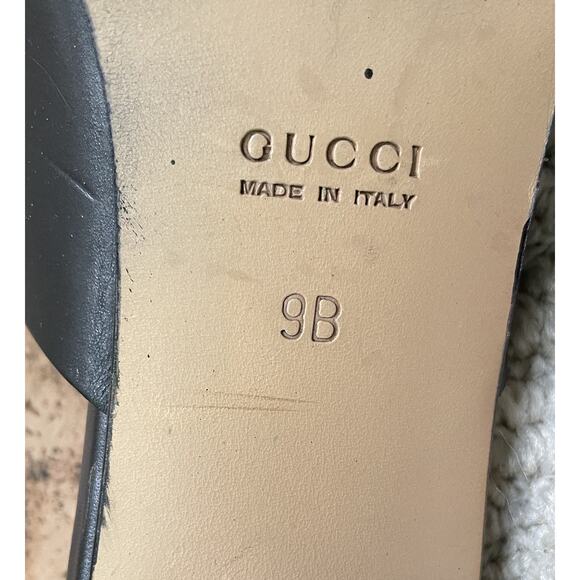 Gucci Black Leather Gold Buckle Slides Mules 9 Box EUC Sandals Shoes COA - Picture 14 of 16